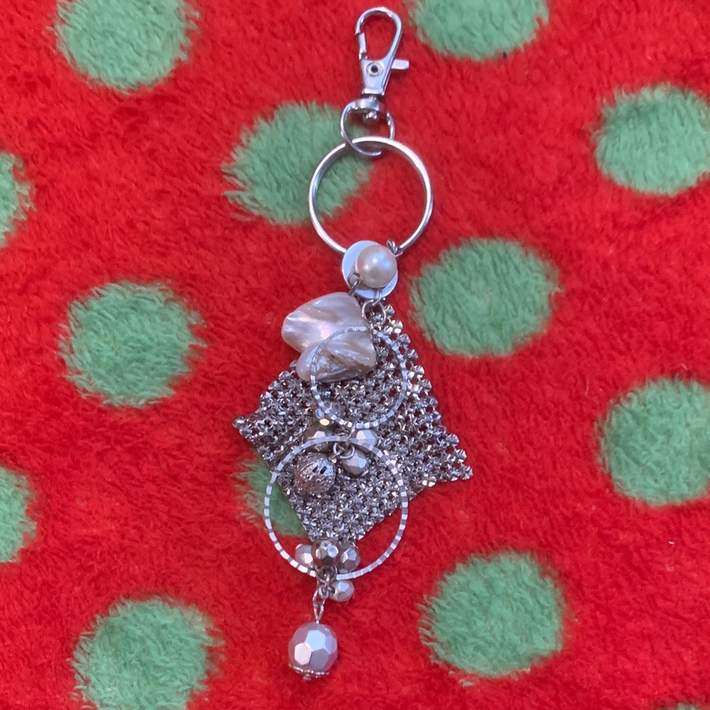 Handmade Pearl and Silver Keychain